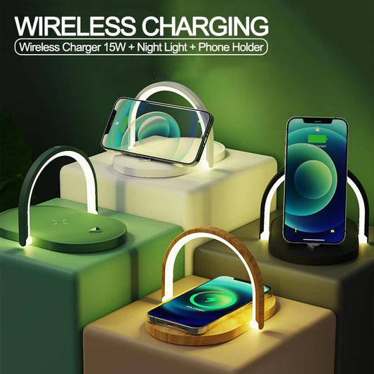 TwentyTwo Rhino Charging Station.  3 In 1 Foldable Wireless Charger Night Light Wireless Charging Station  LED Reading Table Lamp 15W Fast Charging Light